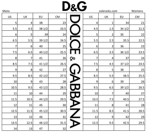 Dolce & Gabbana Shoe Size Charts 